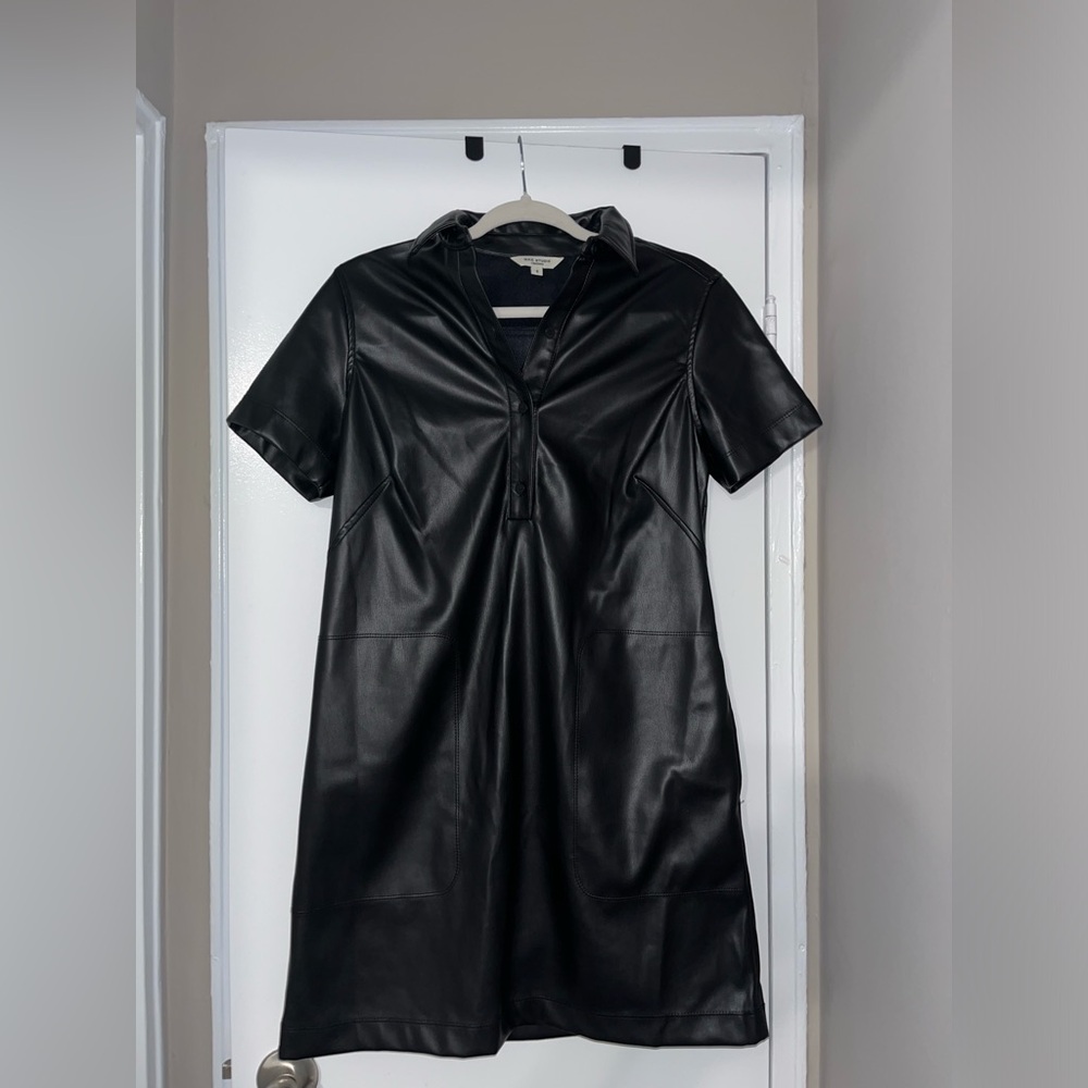 NWOT Max Studio Black Faux Leather T Shirt Dress Size S